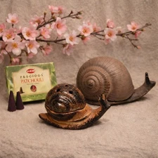Vintage Snail Japanese Incense Burners (2) Ceramic & Cast Iron w/ Box Of Incense