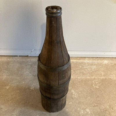 Antique Wooden Champagne Bottle Folk Art Barrel Stave Wine Bar Decor 13 