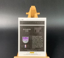 2017-18 DE’AARON FOX Impeccable Rookie Patch On Card Auto /99 Elegance ? ?. rookie card picture