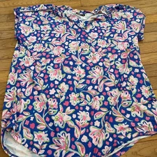 Hemish Boutique Blue Floral Top Women’s Plus Size 3x Euc