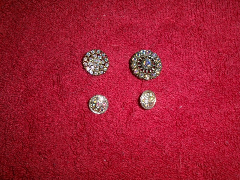 4  Fostoria rhinestone buttons