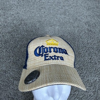 Corona Extra Hat Cap Snap Back Mens One Size Beige Straw Trucker Beer Opener