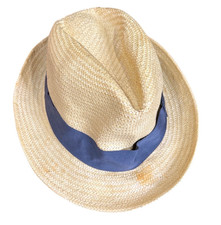 Brooklyn Hat Co.Straw Fedora Hat Blue Ribbon Medium Toyo Summer Beach