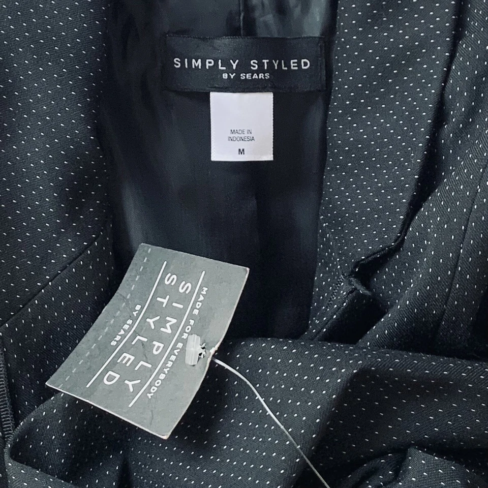 Sears Simply Styled Blazer Womens Black White Polka Dot Jacket Ladies - Image 4 of 4