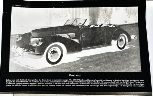 RARE! Two 1937 CORD Car Photo Negatives From Magazine Editors Estate - Picture 2 of 3