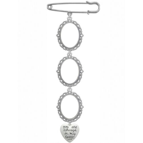 Buttonhole Triple Picture Memory Charm Wedding Groom Photo Pin Bride Bouquet Acc - Picture 8 of 22