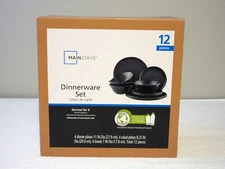 Mainstays 12 Pc. Dinnerware Set-ECO Black-New-Open Box-Free Shipping