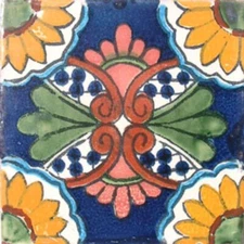 C#037) MEXICAN TILES CERAMIC HAND MADE SPANISH INFLUENCE TALAVERA MOSAIC ART