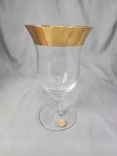 Gold Rim Ice Tea Water Lotus Top Glass Goblet Stemware