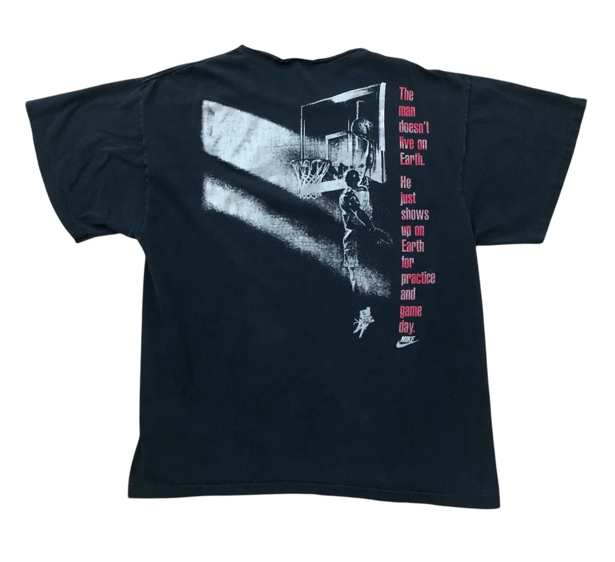Vtg 90s Nike Air Jordan Man Doesn't Live on Earth Distressed Vintage T-Shirt