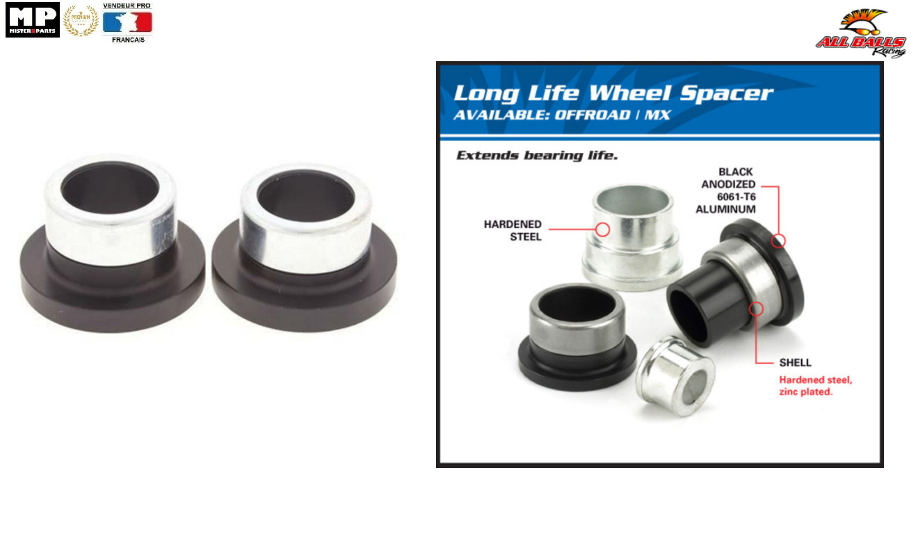 Entretoises de roue arrière All Balls 776370 en alliage durci pour Yamaha YZ400F 98