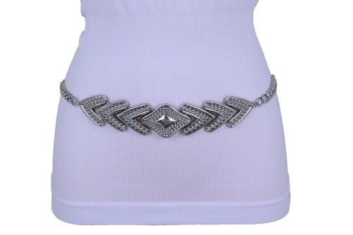 Steampunk Mesh Chain Metal Belt Womens M Industrial Silver  display picture 3