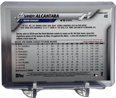2020 Topps Opening Day Blue Foil Parallel #49 Sandy Alcantara