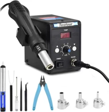 Hot Air Rework Station Solder Heat Gun,°F/°C Display,110V SMD Hot Air Gun,Temp.