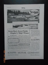 1926 Scripps Motor CO Detroit MI racing boat AD W. Chrysler Pickwick Ale CO beer