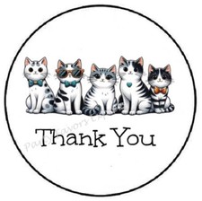 THANK YOU CATS ENVELOPE SEALS LABELS STICKERS PARTY FAVORS