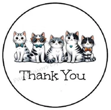 THANK YOU CATS ENVELOPE SEALS LABELS STICKERS PARTY FAVORS