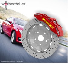 4x Bremssattelaufkleber WUNSCHTEXT Auto Aufkleber Tuning Styling alle Fahrzeuge