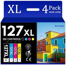 4PK 127 127XL High Yield Ink Cartridge for Epson 127XL 60 630 WF-3540 7510 7520
