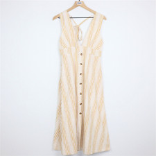 Urban Outfitters Womens Dress 4 White Yellow Striped Button Front Party Casual