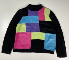 Vintage Alfred Dunner Colorblock Chenille Sweater Sz PXL Knit Cottagecore 90s
