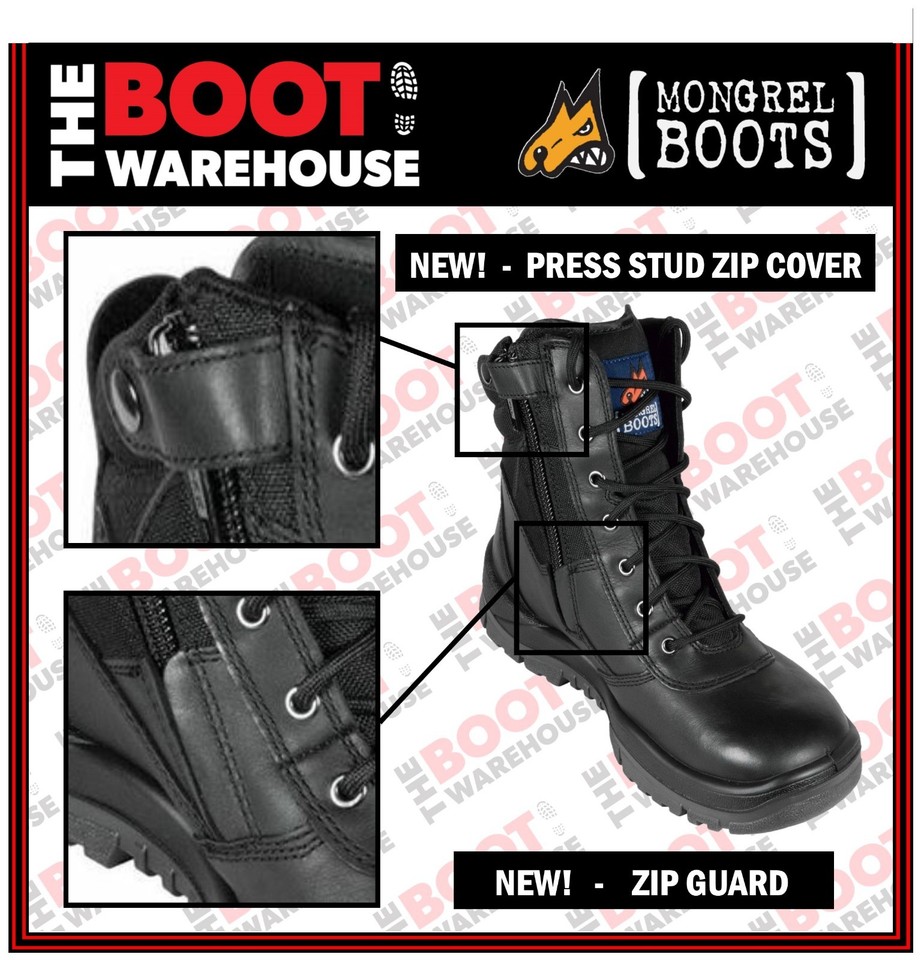 Mongrel Work Boots 951020, Non-Safety Footwear, Black, Hi-Leg, Zip Sider - Foto 14