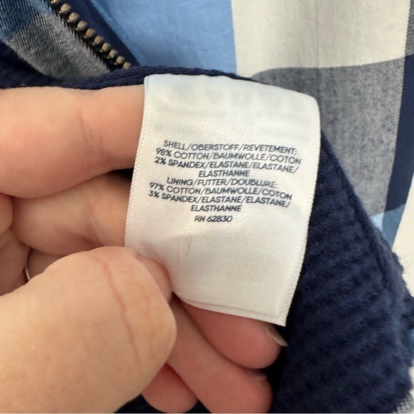 Lands End Mens Large 42 44 Blue Flannel Plaid Thermal Lined Shirt