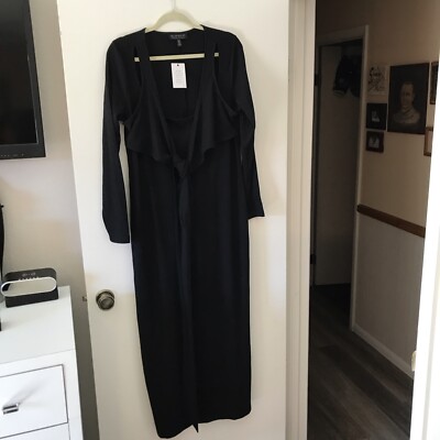 Eloquii Peek-a-boo Slits And Front Tie Knit Maxi Dress Size 14/16 Black LS  | eBay