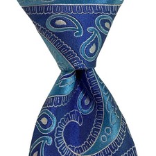 TED BAKER London Men  s Silk Skinny Necktie USA Designer PAISLEY Blue/White EUC