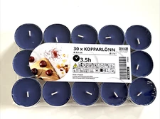 Pack of 30 IKEA Kopparlonn Candle Scented tealight, almond & cherry/blue, 3.5 hr