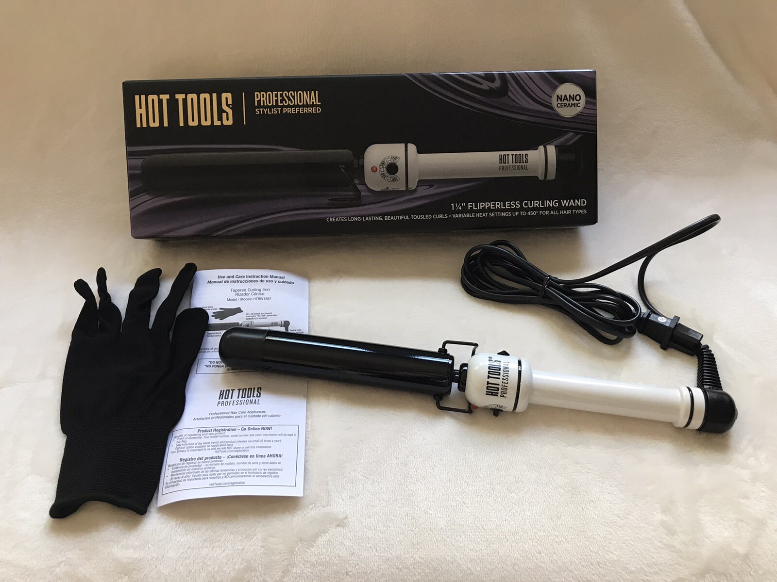 Hot Tools Professional Nano Ceramic Flipperless Curling Wand for Shiny Curls