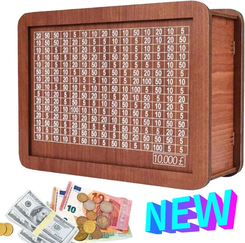 Wooden Money Box with Counter Money Piggy Bank for Kids Adult Christmas Gift UK - Picture 1 of 35