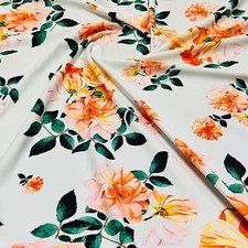 Spandex Fabric Fancy Orange Flowers 4-Way Stretch 60" wide Swimsuit By The Yard