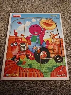 Playskool Barney Puzzle 1994 The Lyons Group Fun On The Farm 328-11 10 Pcs