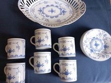 August Warnecke Dekor Friesisch Blau Teeservice und Gebäckschale