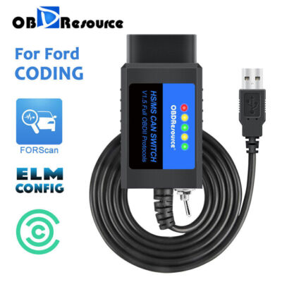 FORScan Code Reader OBD2 Scanner ELM327 V1.5 USB Adapter HS MS-CAN Für Ford