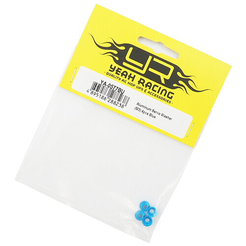 Yeah Racing Aluminum Servo Washers M3 Thread - 4 Piece Blue Set #YA-0577BU