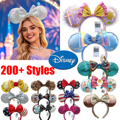 US stock Disney cute lovely Parks Mickey Magical Bow cute Ears Sequins Headband