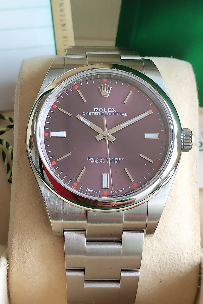 ROLEX OYSTER PERPETUAL 114300 GRAPE DIAL 2016 WATCH, BOX, MANUALS SERVICED IT181