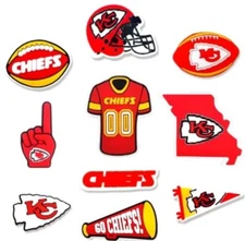 NEW 10 Piece Kansas City Chiefs Football Shoe Charms Football Chiefs Shoe Charms