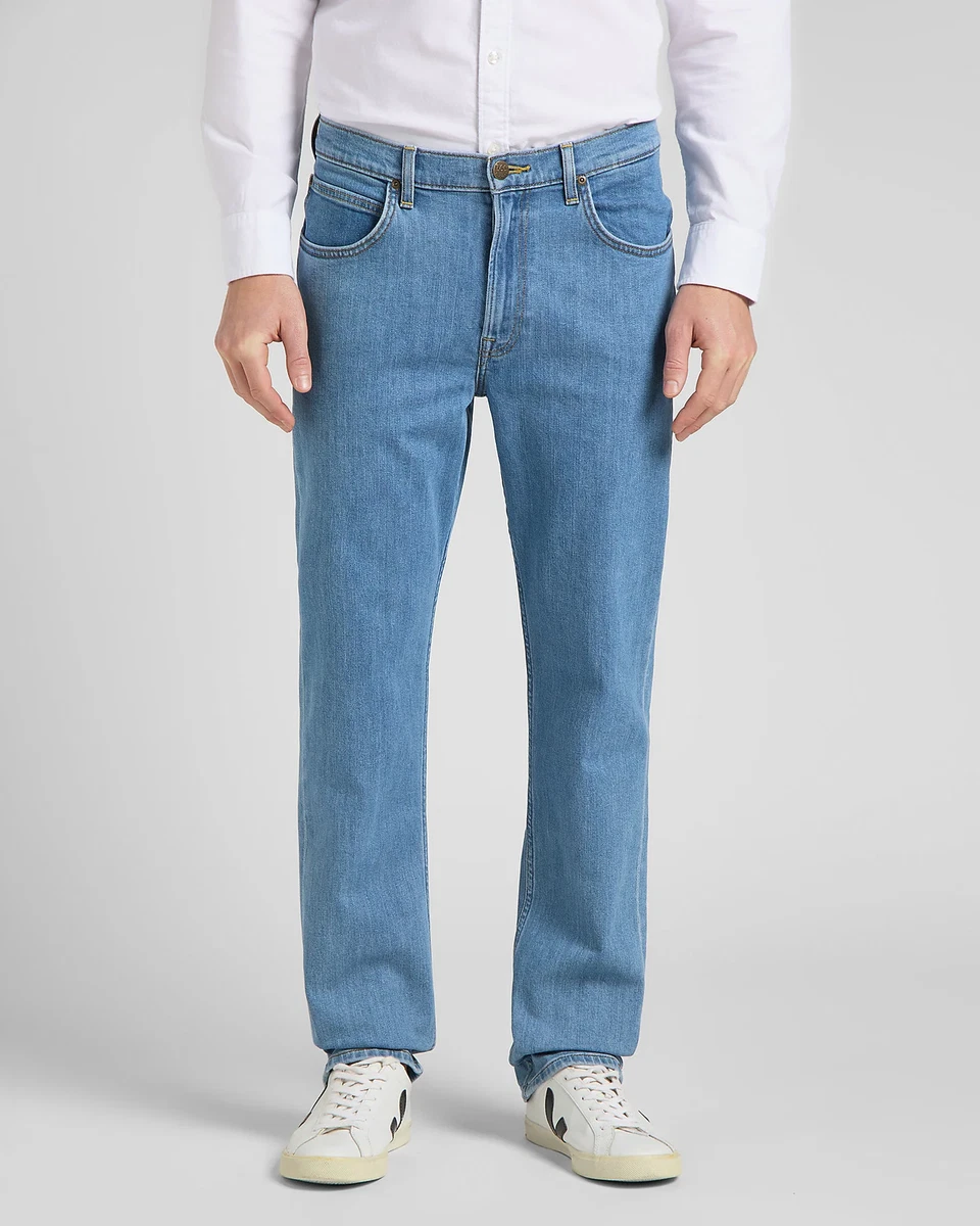 Lee Brooklyn Straight Regular Fit Mens Jeans Light Stonewash