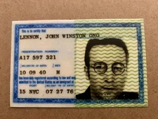 JOHN LENNON VINTAGE LOOK Decal/Sticker 1976 US GREEN CARD 2.5x4” BEATLES
