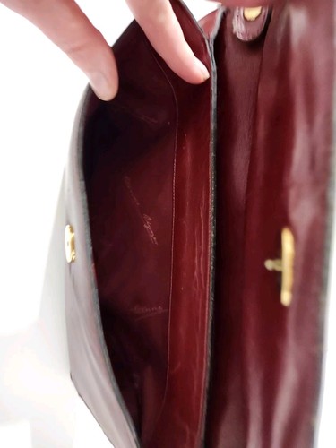 Vintage 70s ETIENNE AIGNER Oxblood Handmade Leather Clutch Purse Shoulder Bag - Picture 9 of 11