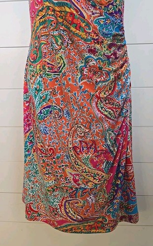Lauren Ralph Lauren Ruched Side Multi Color, Printed Dress-Size M - Picture 4 of 9