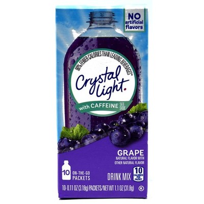 Crystal Light On The Go Grape With Caffeine Drink Mix, 1 Count (Pack of 9) 