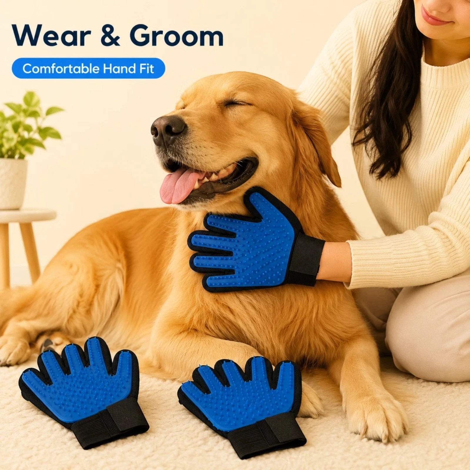 Pet Grooming Glove in Use