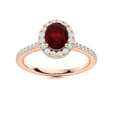 Garnet Stone Solitaire with Accents Ring Jewelry 925 Sterling Silver