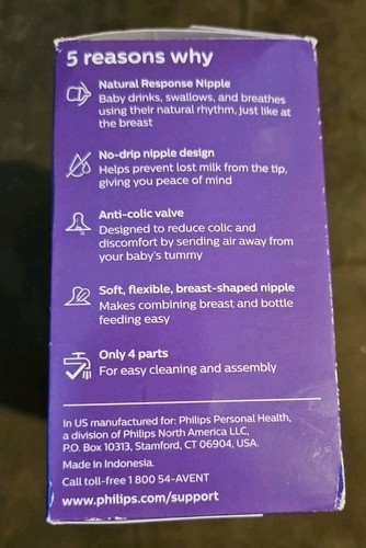 Philips Avent Natural Baby Bottles with Natural Response Nipples 3) 4 oz Bottles - Picture 4 of 5
