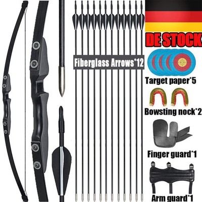 30/40lbs Bogenschießen Takedown Recurve Bogen+12 Pfeile Set Anfänger Ziel Jagd