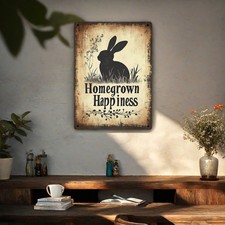 2D Rustic Easter Bunny Metal Sign Vintage Wall Decor Farmhouse Garden Home D cor